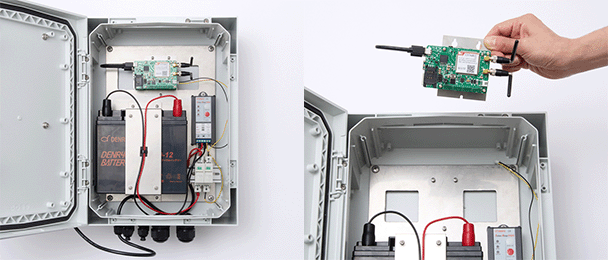 Pi-field - ラズベリーパイ屋外稼働キット - ラズパイ4G通信電源不要 - 内部